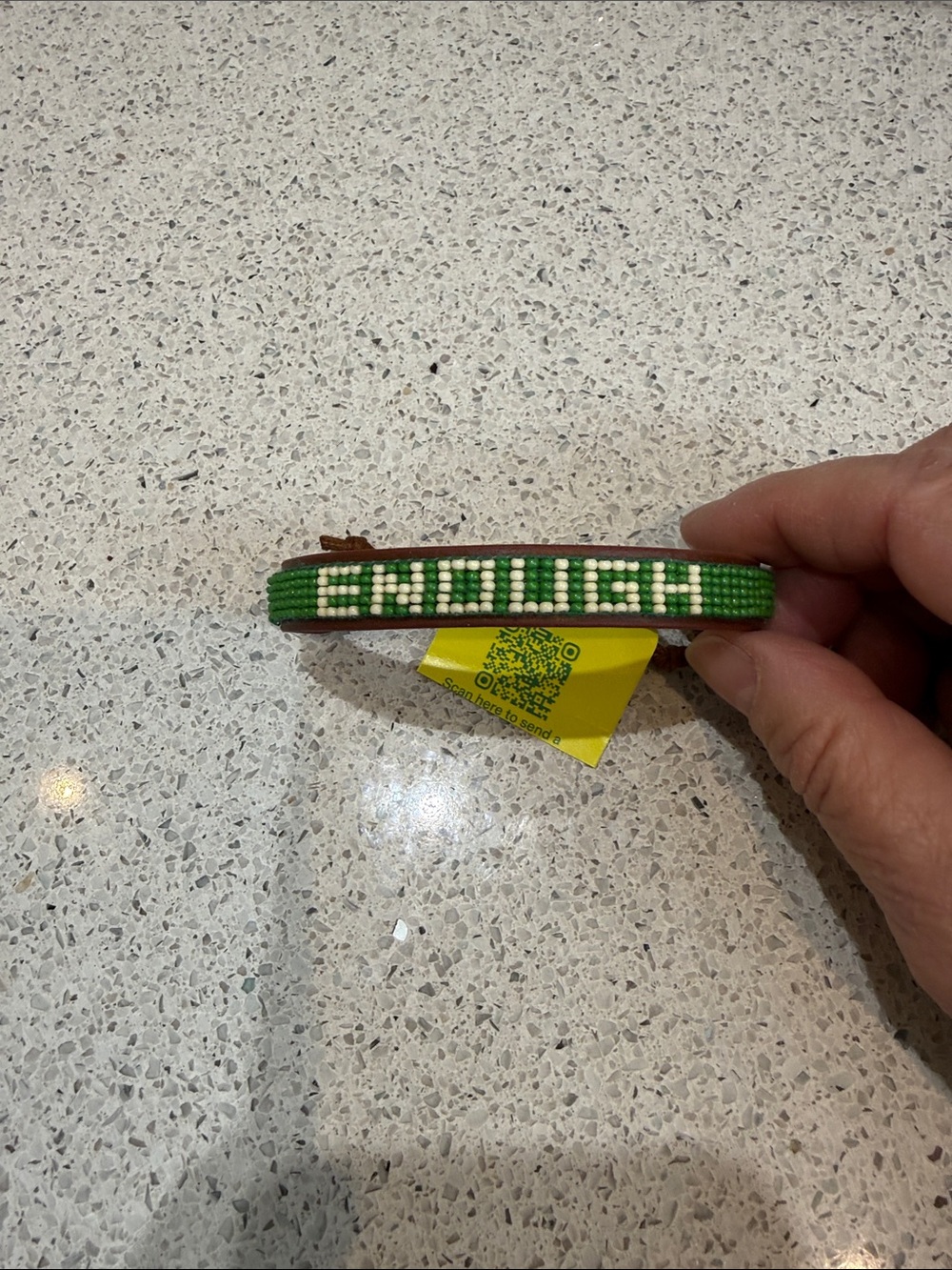 Green Beaded 'ENGLISH' Bracelet